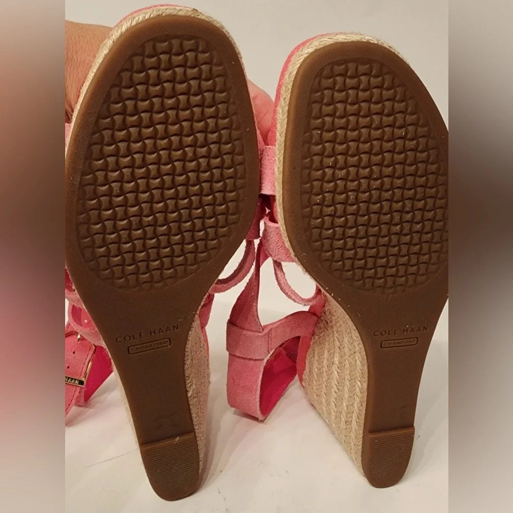 Cole Haan Crystal Espadrille Women’s Fuschia Pink Wedge Sandals Size 7